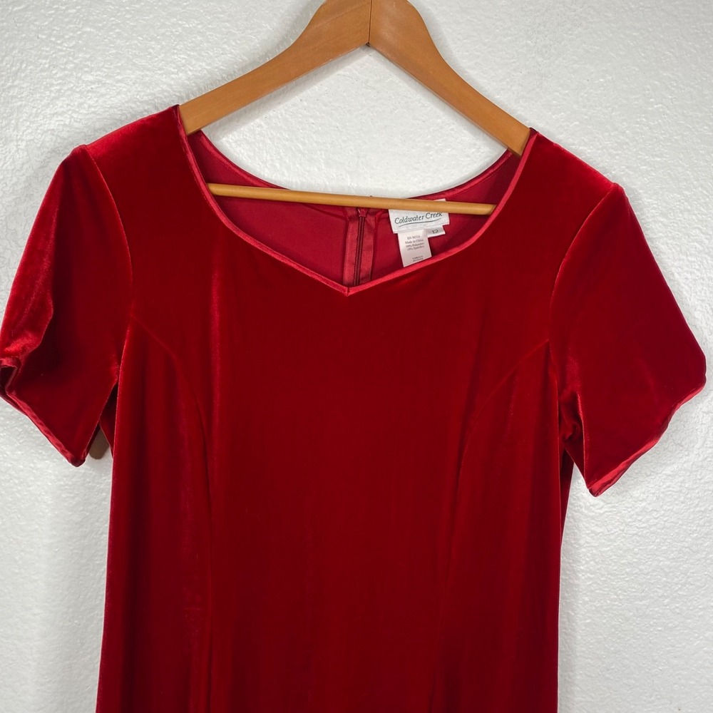 Coldwater Creek Women's Velvet Long Short Sleeves Holiday Dress Red Size 12 - Picture 6 of 13